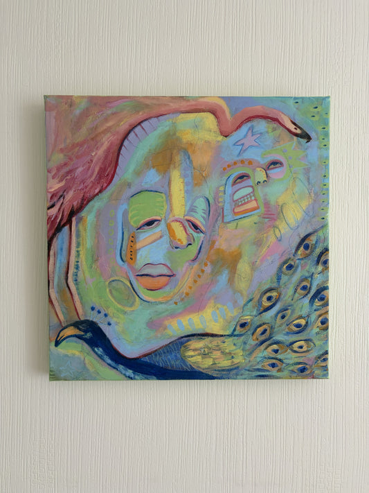 Dancing Flamingo - 40 x 40cm